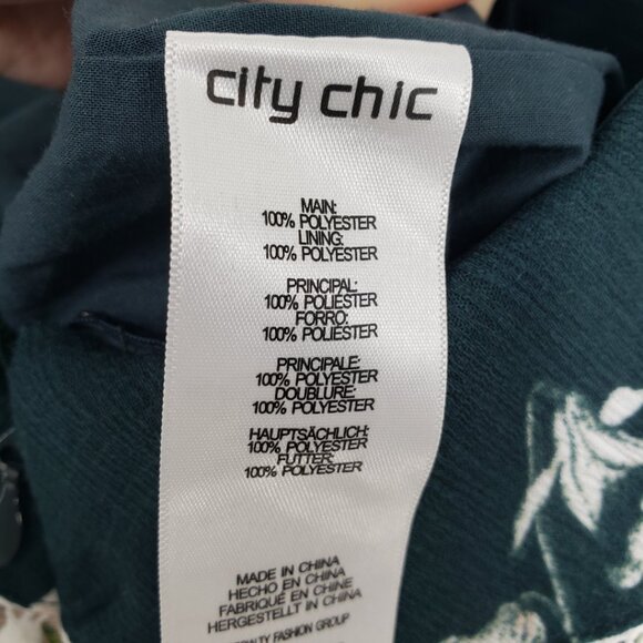 City Chic Floral Wide Leg Jumpsuit 14 Cropped Off Shoulder Fresh Field Green - Picture 11 of 11